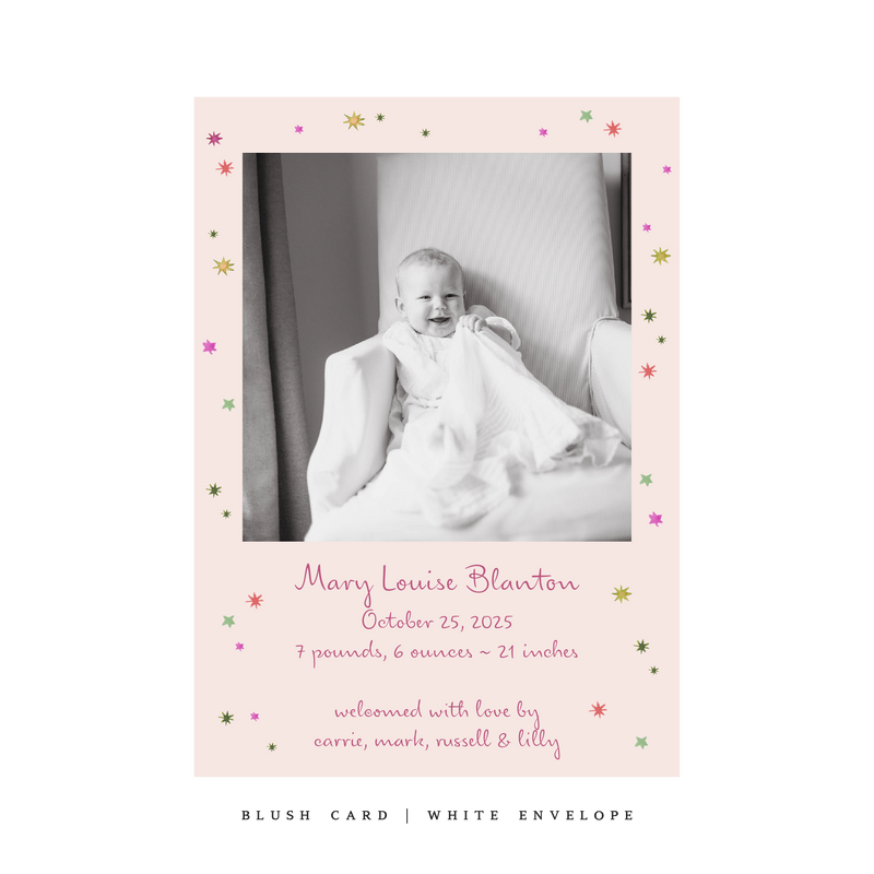 Angela Birth Announcement Classic Printed Holiday Card