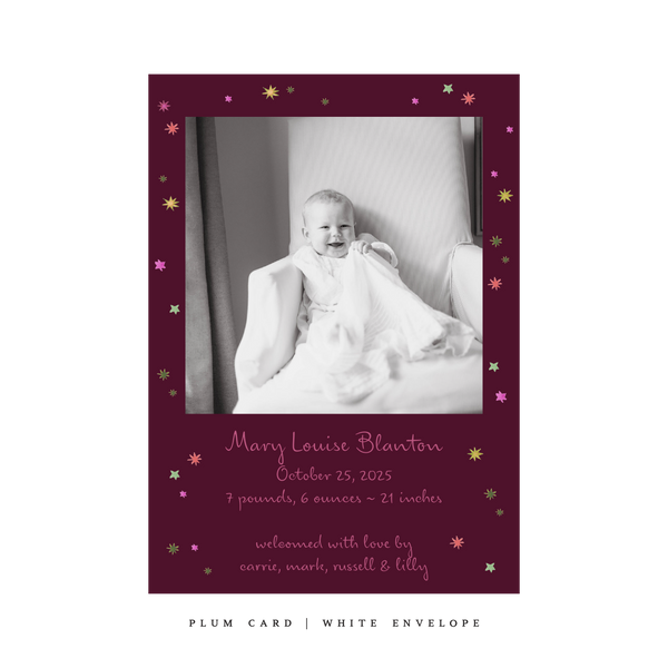 Angela Birth Announcement Classic Printed Holiday Card