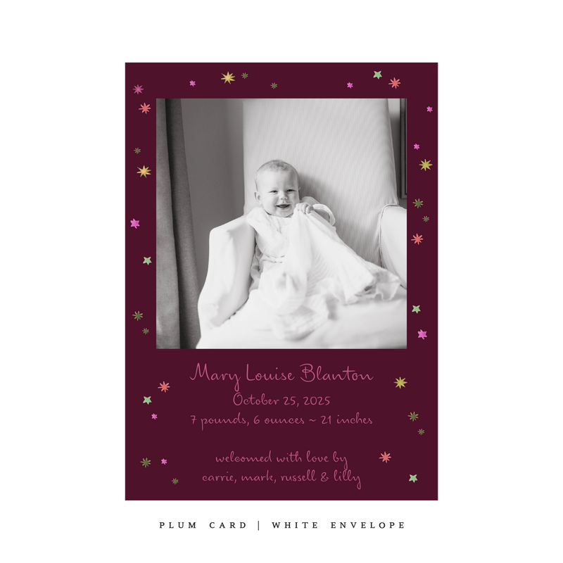 Angela Birth Announcement Classic Printed Holiday Card