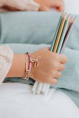 Gold Bow + Liberty Crimson Pink Bracelet