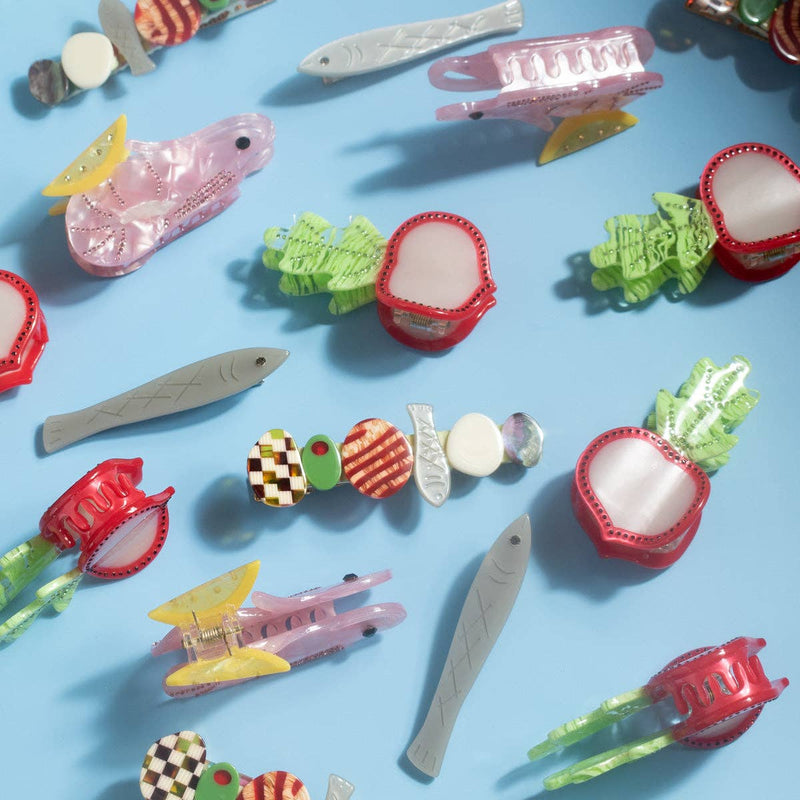 Fancy Rhinestone Radish Slice Small Acetate Hair Claw