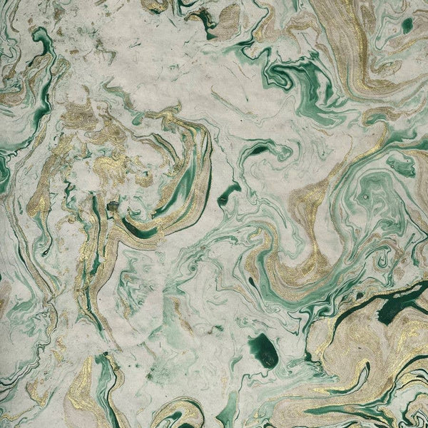 Marbled Gold & Green on Cream Flat Wrap