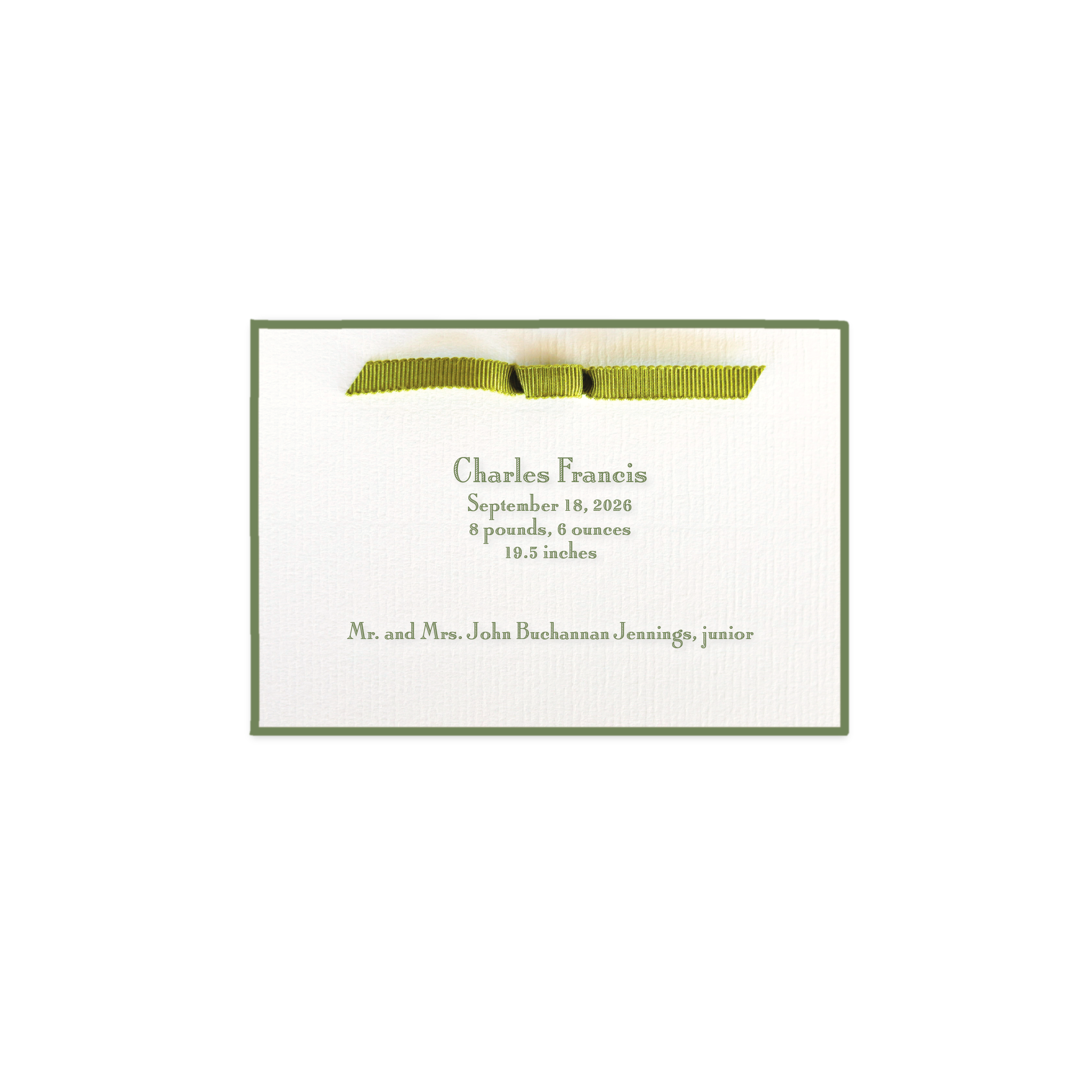 Cambridge Ribbon Birth Announcement