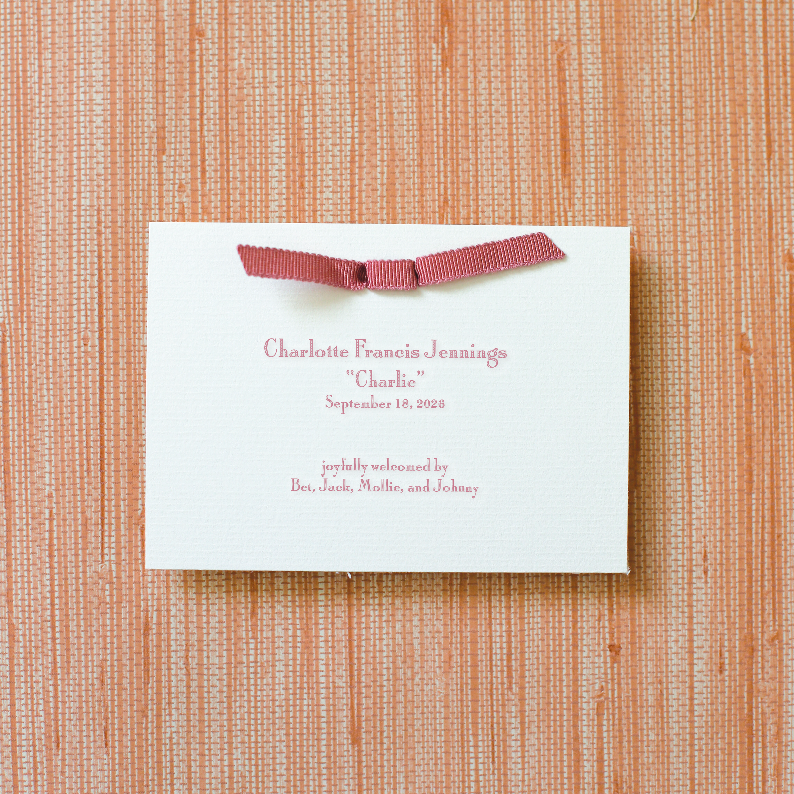 Cambridge Ribbon Birth Announcement