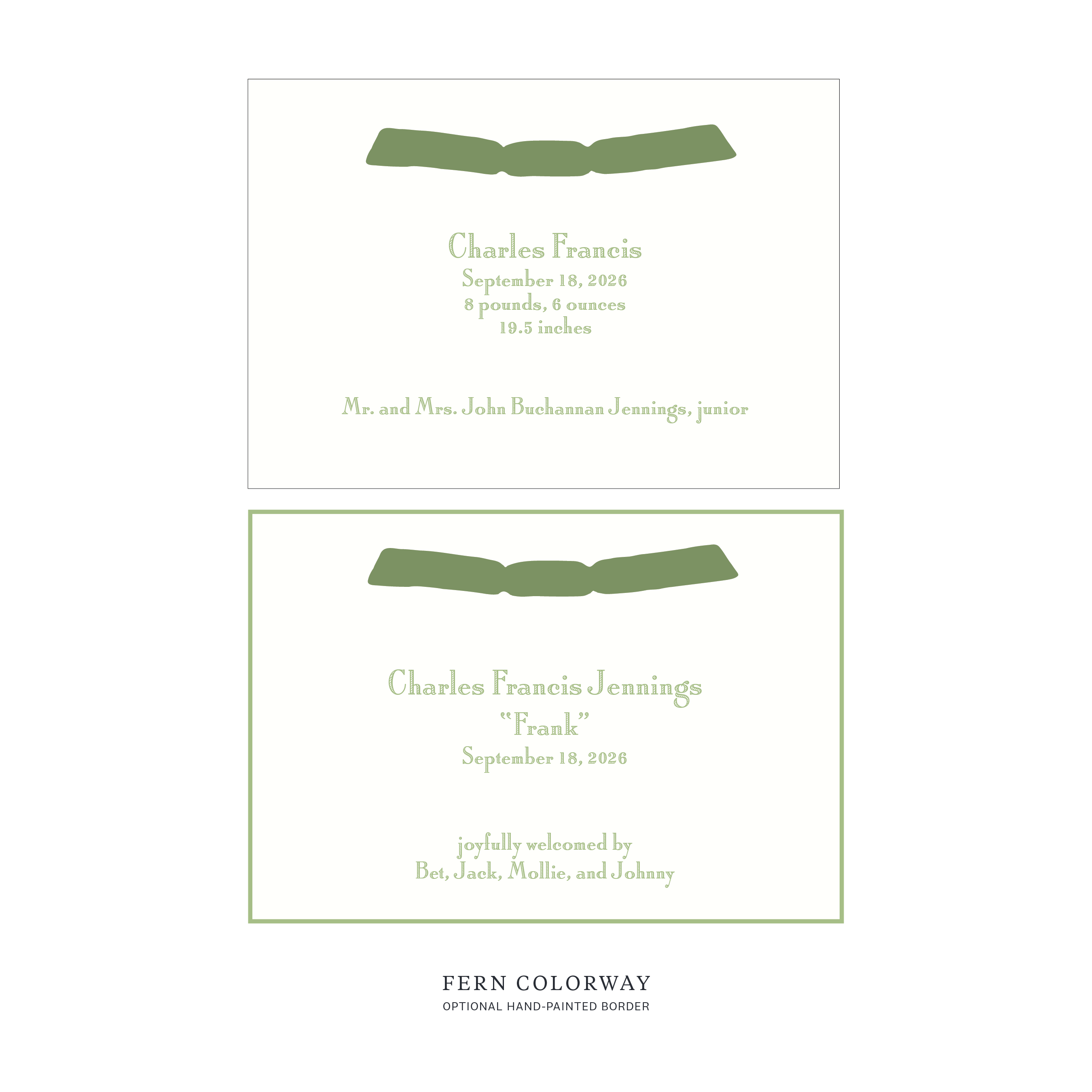 Cambridge Ribbon Birth Announcement