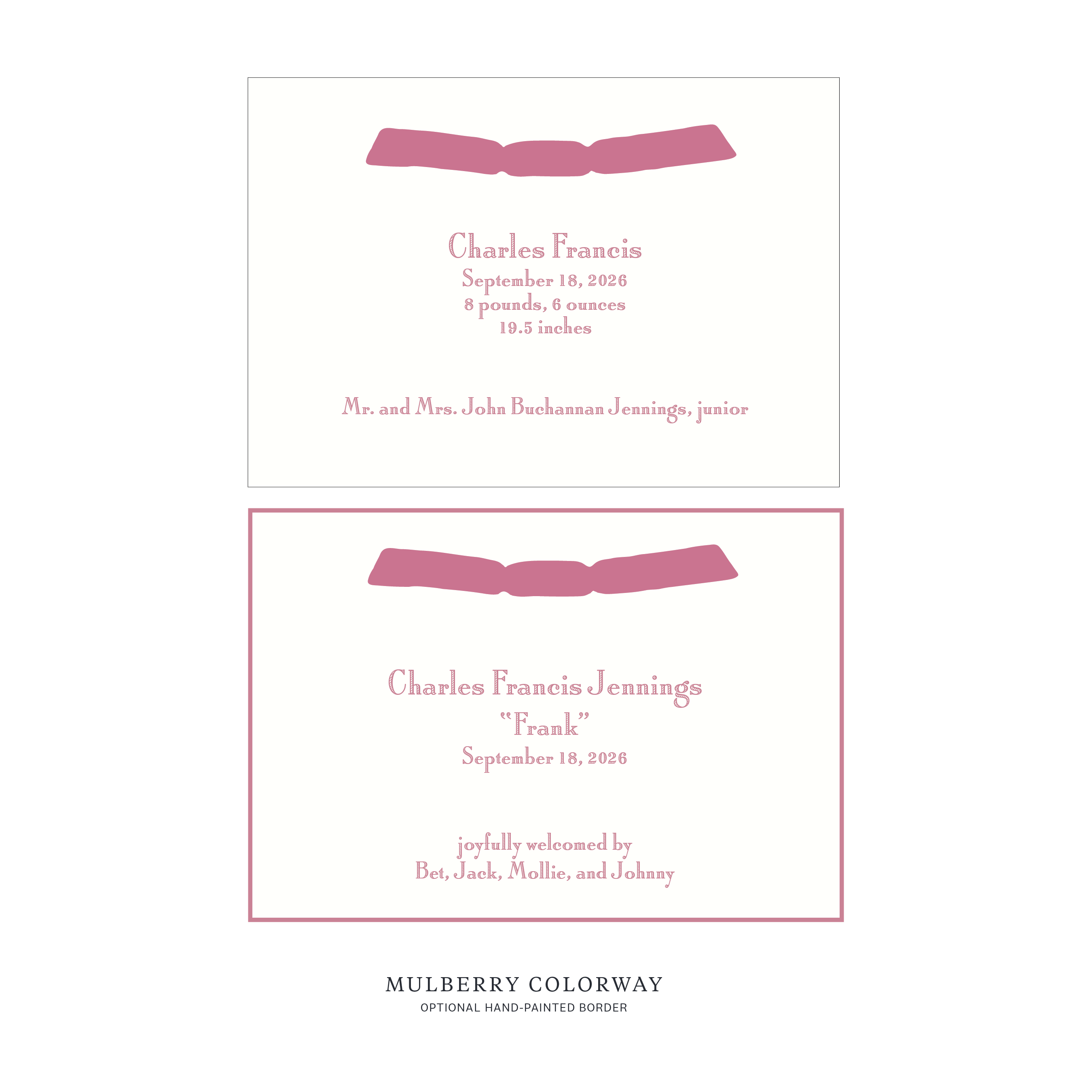 Cambridge Ribbon Birth Announcement