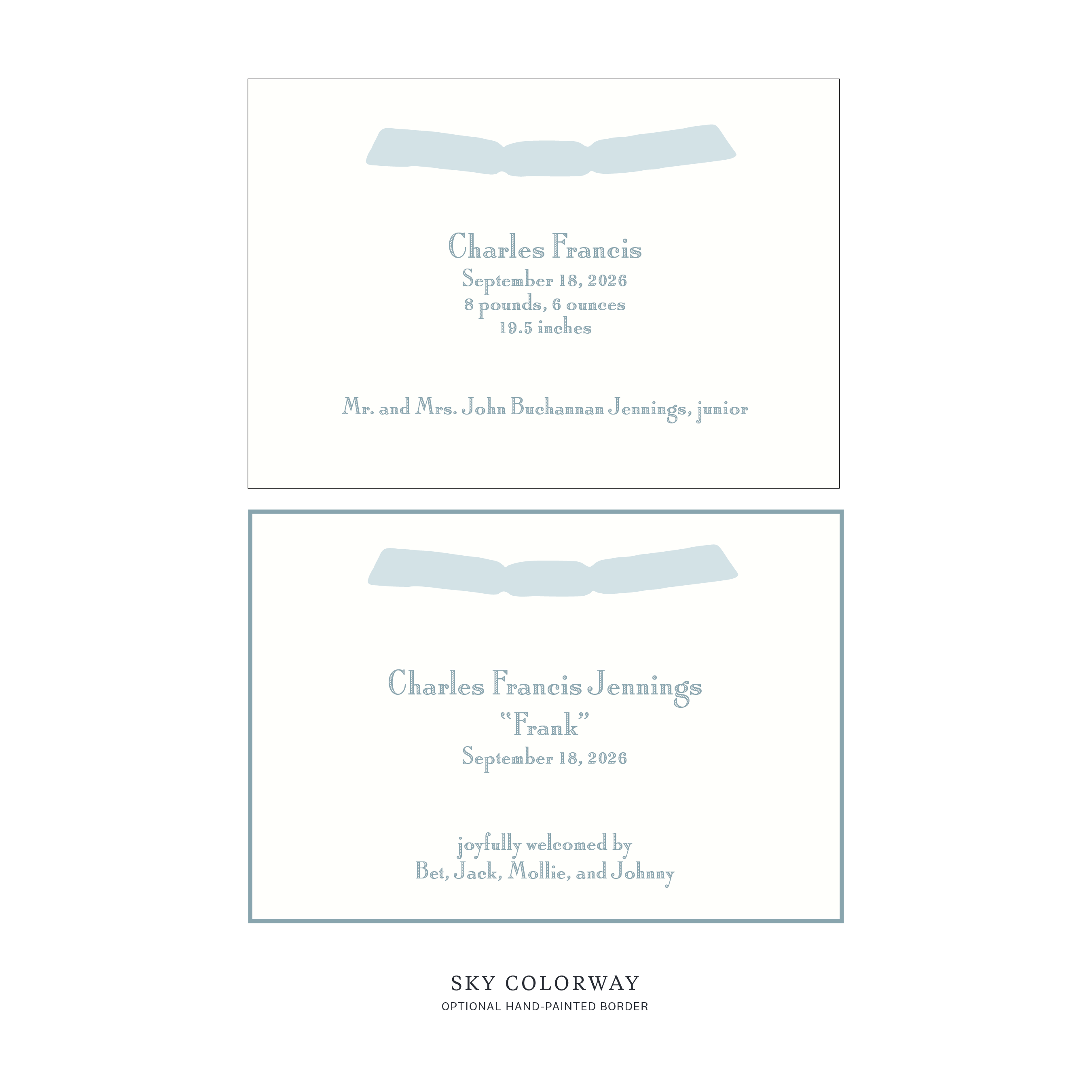 Cambridge Ribbon Birth Announcement