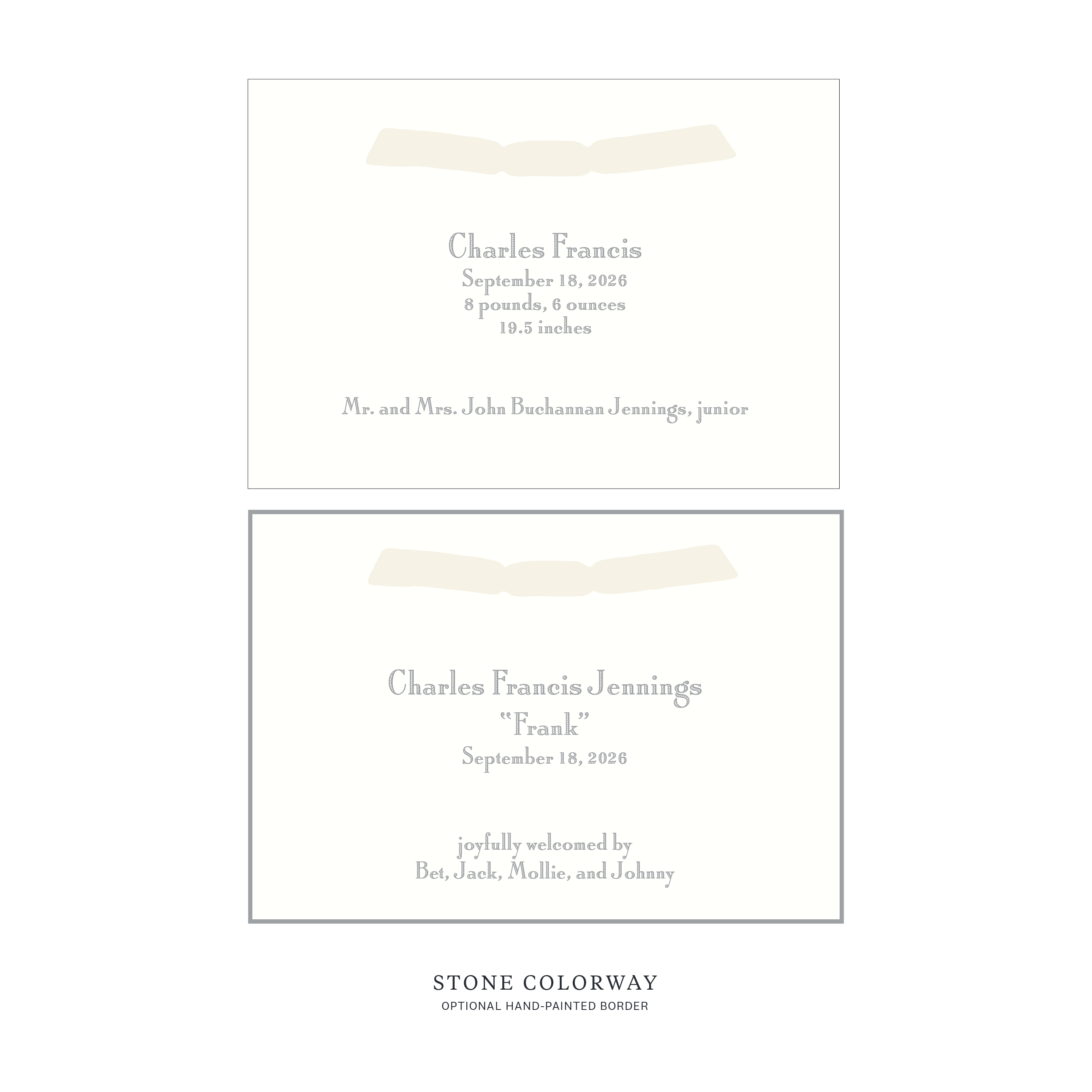 Cambridge Ribbon Birth Announcement