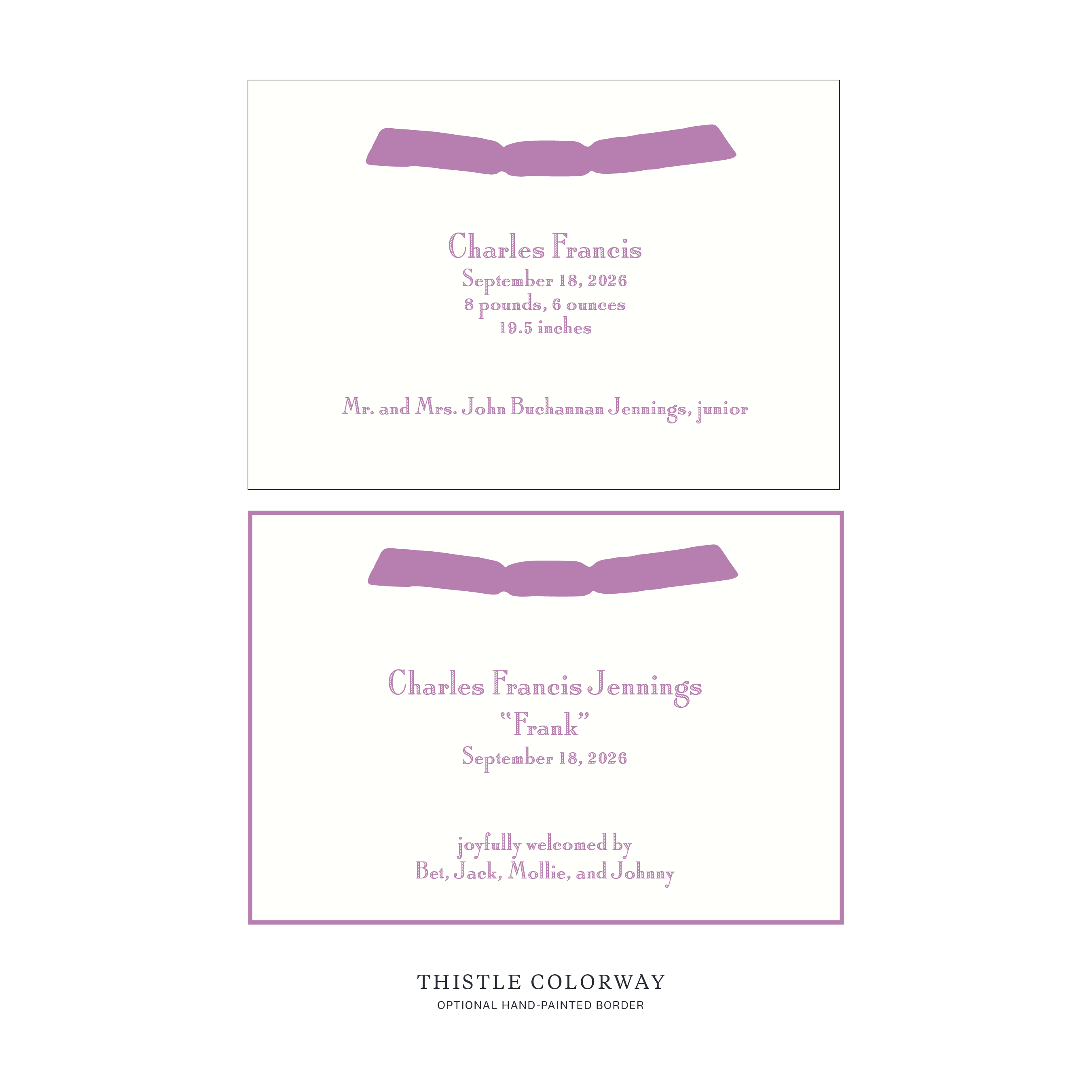 Cambridge Ribbon Birth Announcement