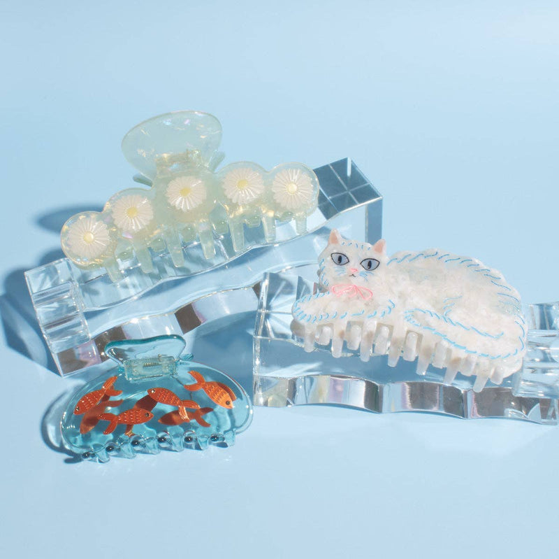 Goldfish Women's Hair Claw in Crystal Clear Blue Acetate