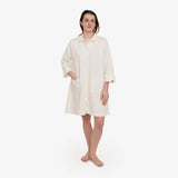 White Quilted Button Front Robe
