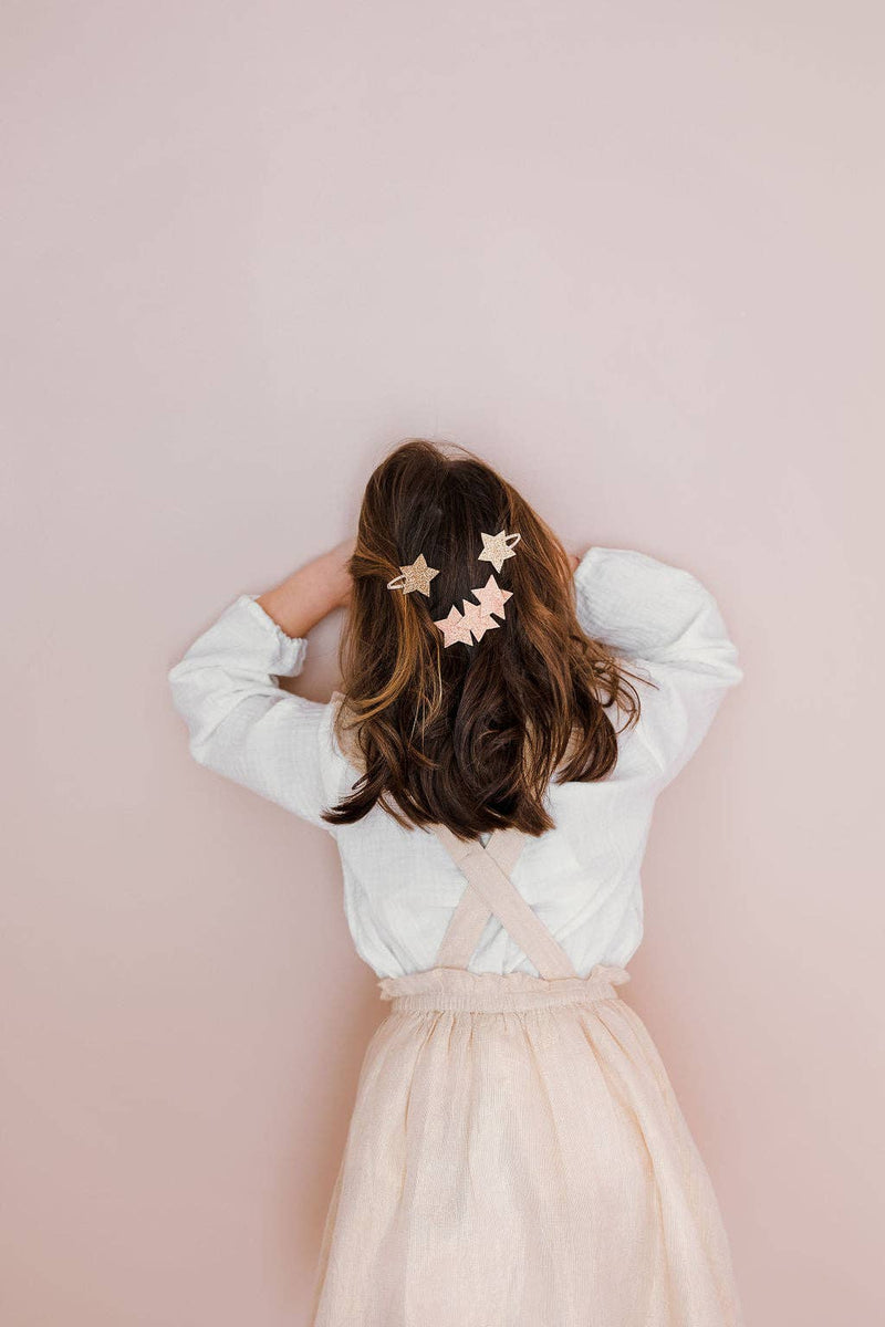 Pink Glitter Stars Hair Clips