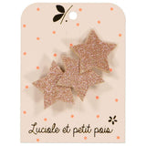 Pink Glitter Stars Hair Clips