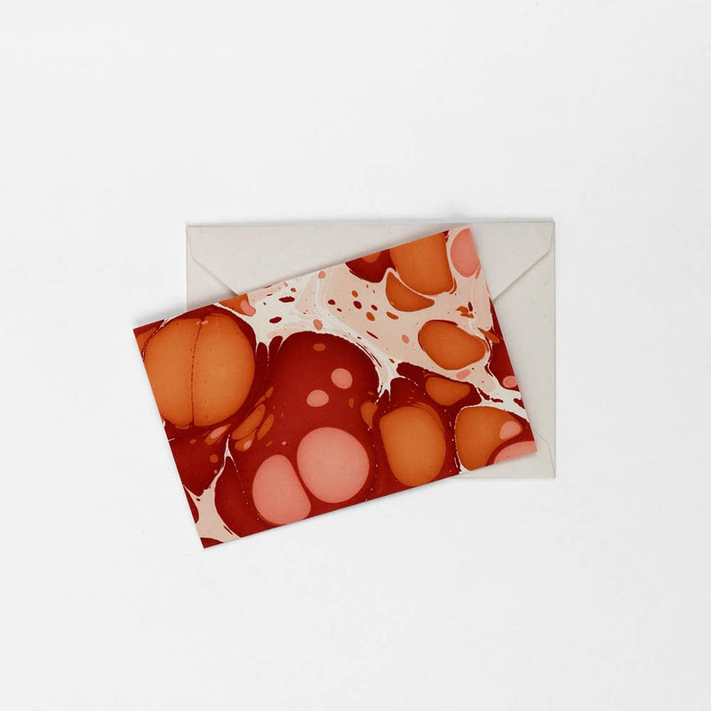 Marbled Greeting Card Set - Pebbles Red