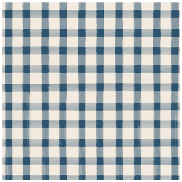 Navy Painted Check Cocktail Napkin