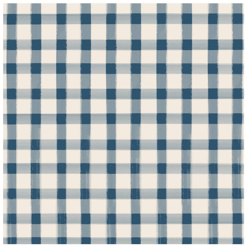 Navy Painted Check Cocktail Napkin