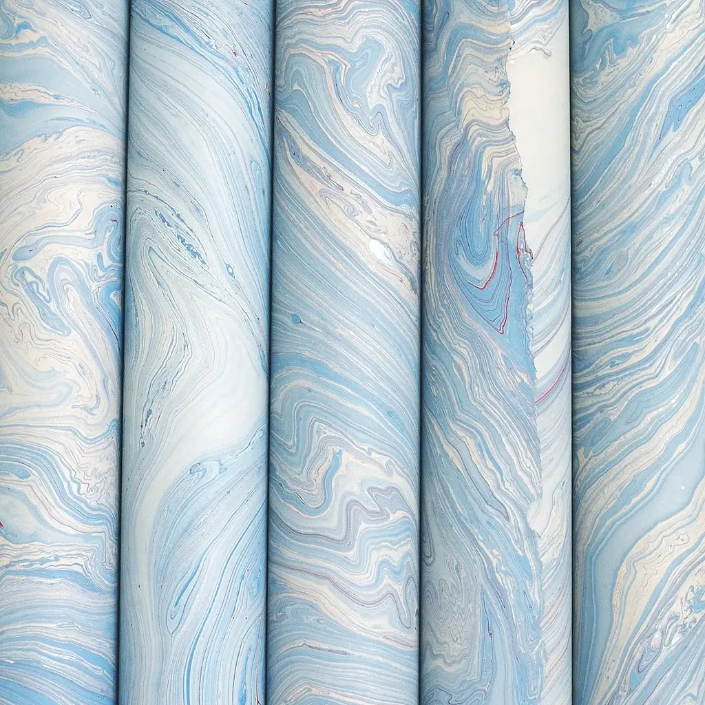 Light Blue Marble Gift Wrap Sheets (Set of 3)