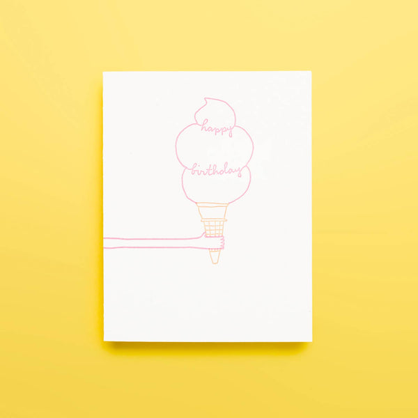 Ice Cream Birthday Letterpress Greeting Card