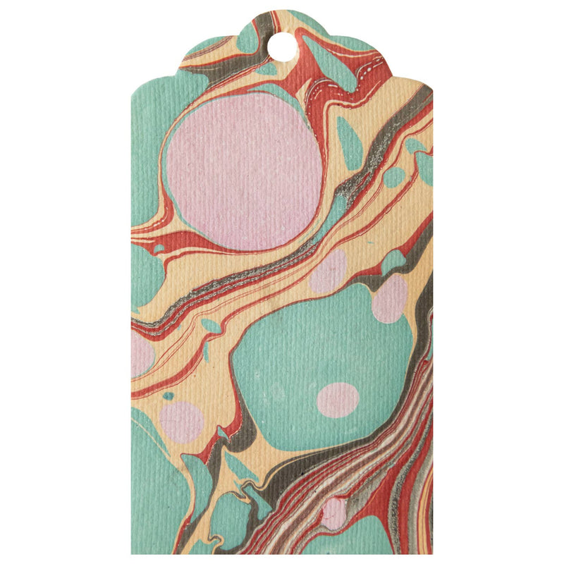 Seafoam & Red Stone Marbled Tags