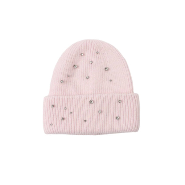 Pink Angora Crystal Beanie