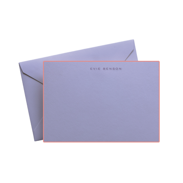 Evie Purple Engraved Stationery
