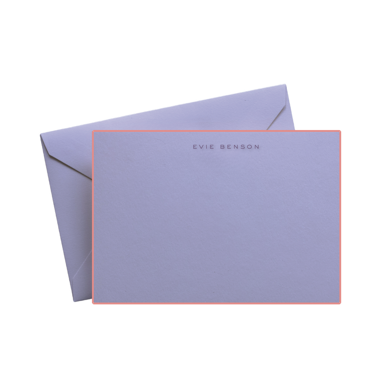 Evie Purple Engraved Stationery