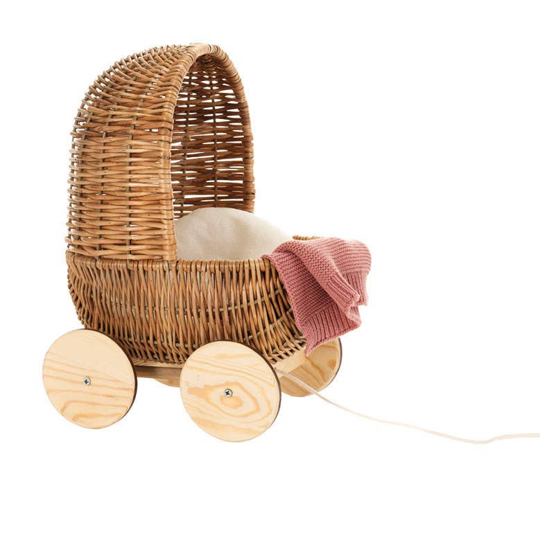 Small Wicker Baby Doll Pram