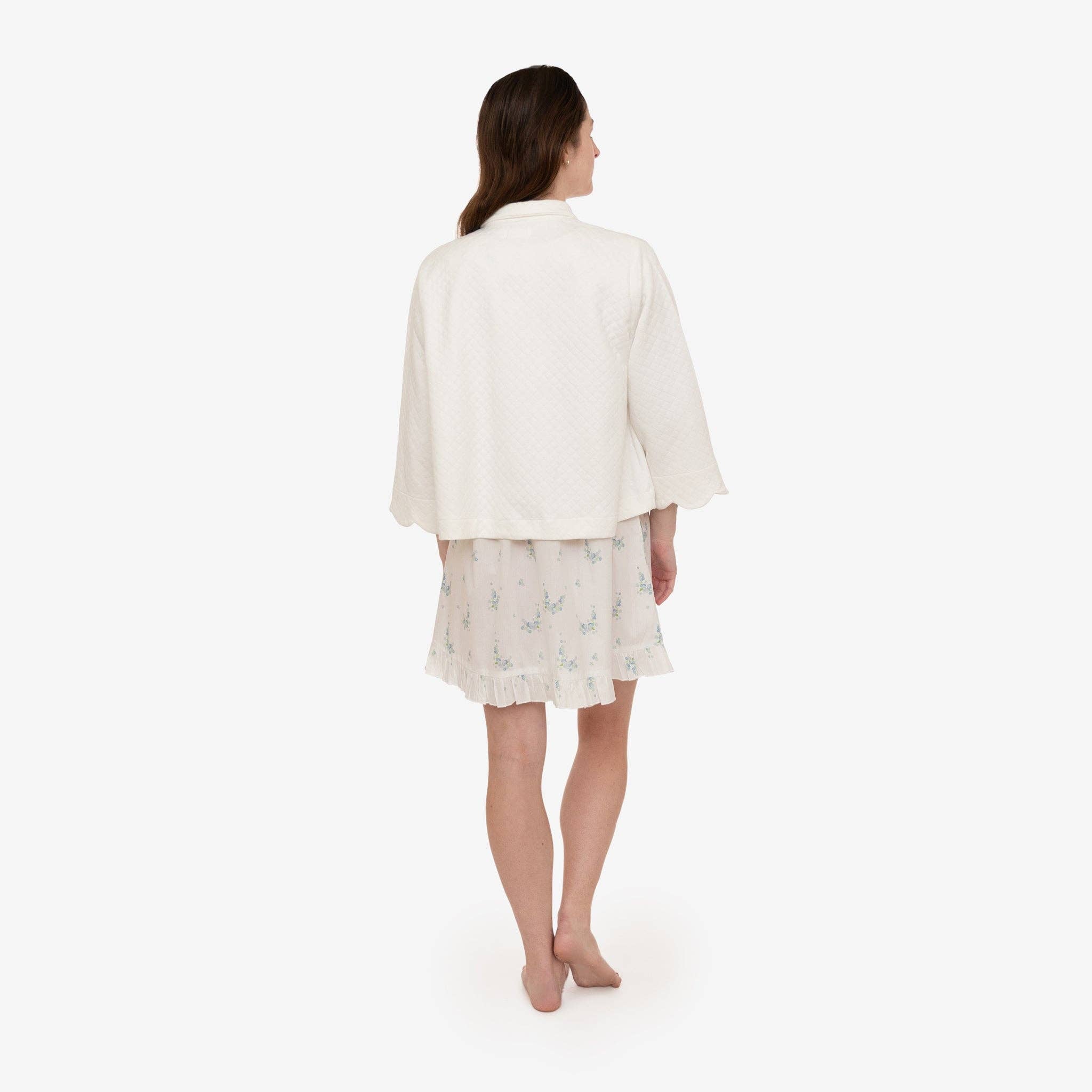 White Quilted Bed Jacket