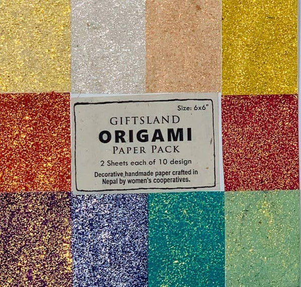 Handmade Glitter Origami Paper Pack