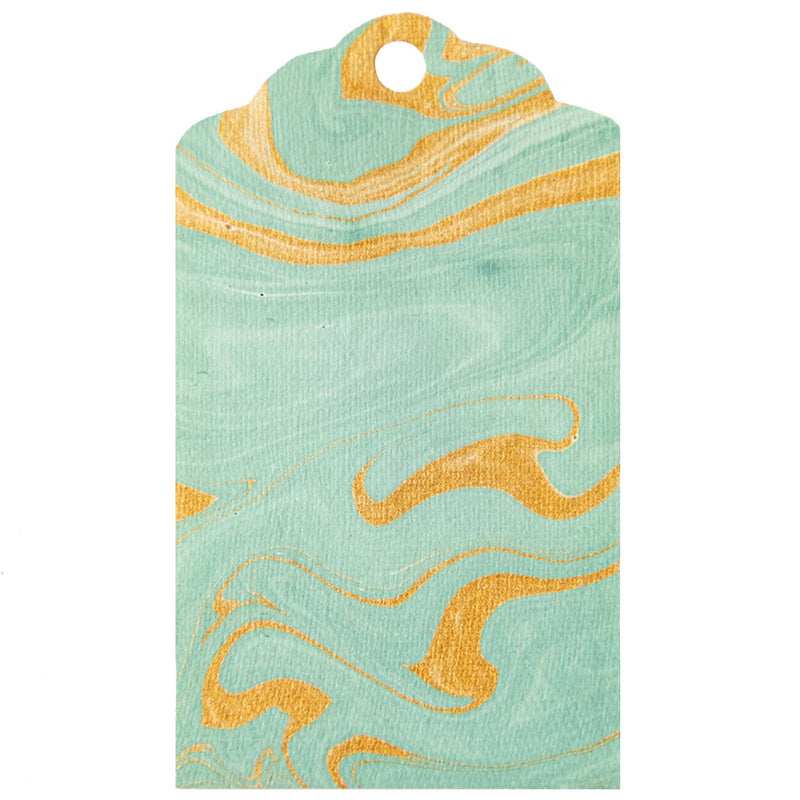 Seafoam & Gold Vein Marbled Tags