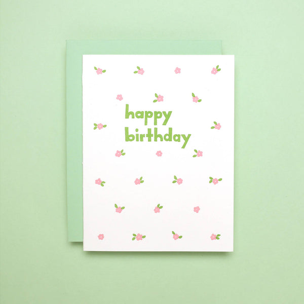 Mini Floral Birthday Letterpress Greeting Card