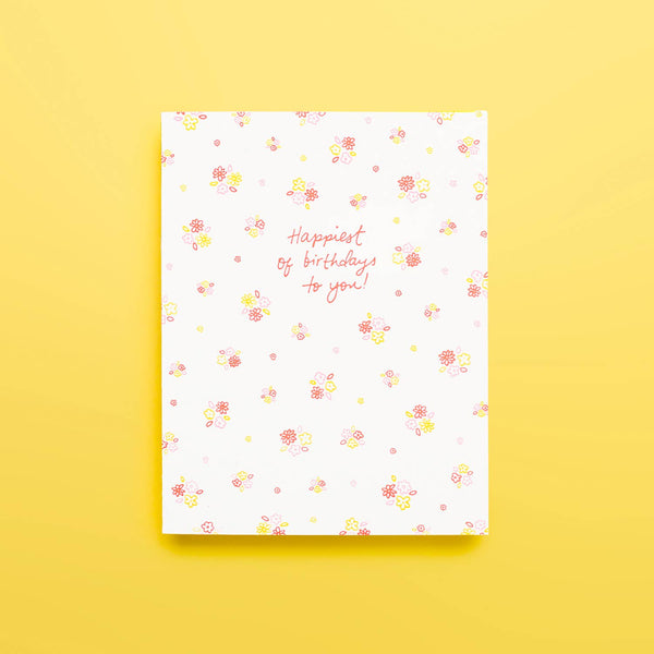 Ditsy Floral Birthday Letterpress Birthday  Card