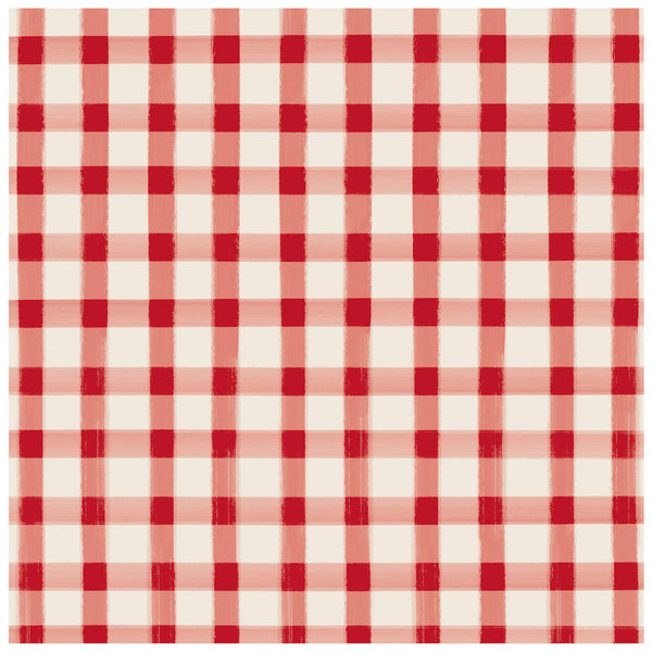 Red Painted Check Cocktail Napkin