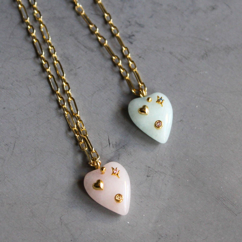 Stone Heart Necklace 16"