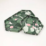 Hexagon Marble Tray Set - Pebbles Green