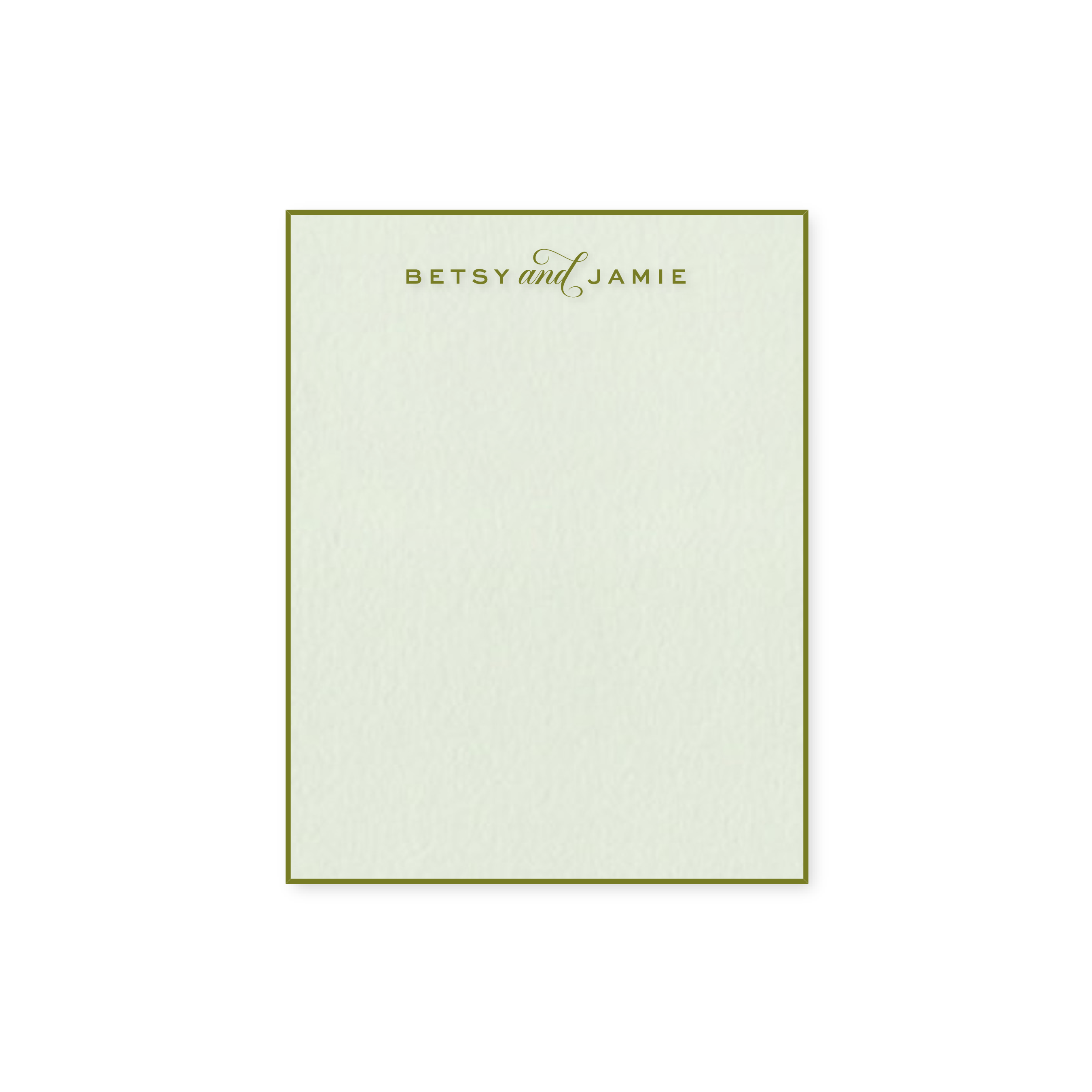 Frances Engraved Pistachio Thank You Card with Moss Bevel