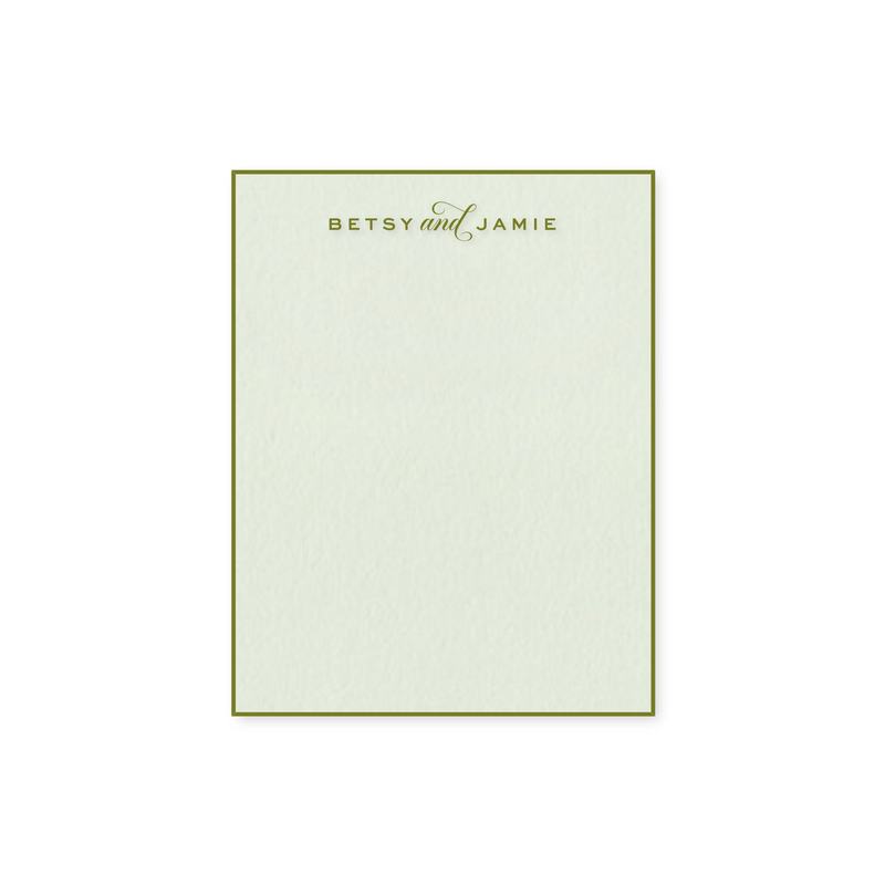 Frances Engraved Pistachio Thank You Card with Moss Bevel