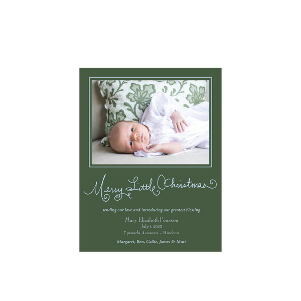 Henley Birth Announcement Classic Printed Small Holiday Card