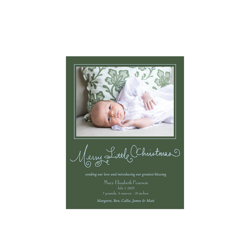 Henley Birth Announcement Classic Printed Small Holiday Card