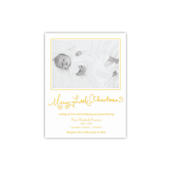 Henley Birth Announcement Engraved Small Holiday Card
