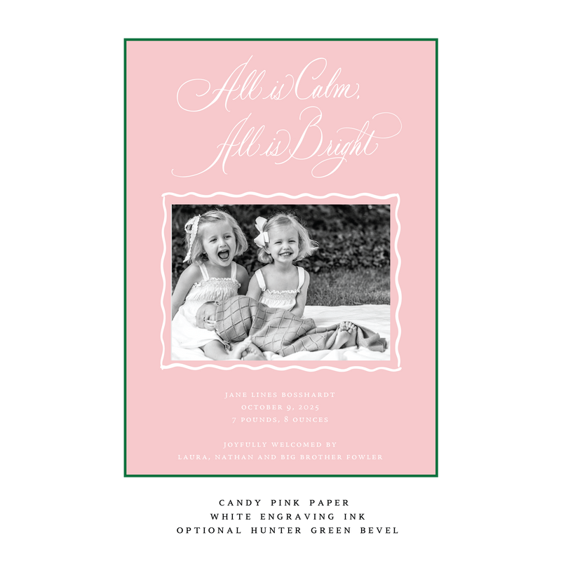 Jane Engraved Medium Birth Announcement Holiday Card