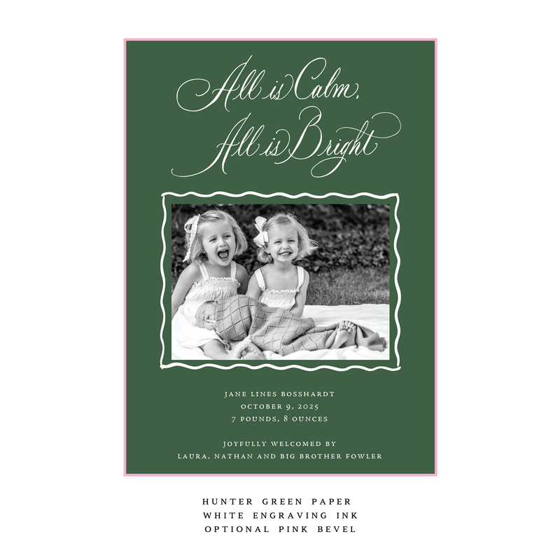 Jane Engraved Medium Birth Announcement Holiday Card