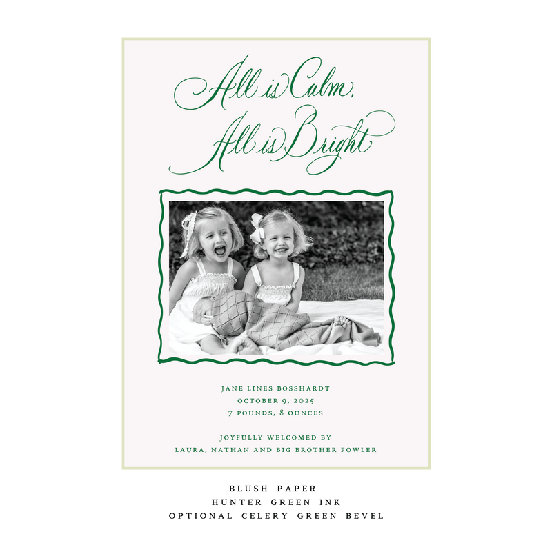 Jane Engraved Medium Birth Announcement Holiday Card