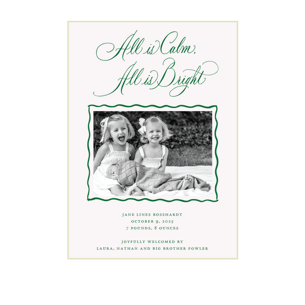Jane Engraved Medium Birth Announcement Holiday Card
