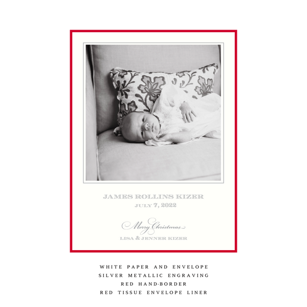 Laurel Medium Luxe Birth Announcement Holiday Card