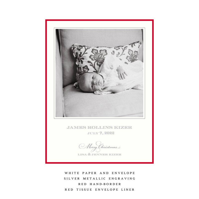 Laurel Medium Luxe Birth Announcement Holiday Card