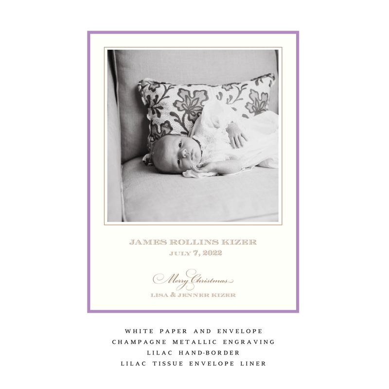 Laurel Medium Luxe Birth Announcement Holiday Card