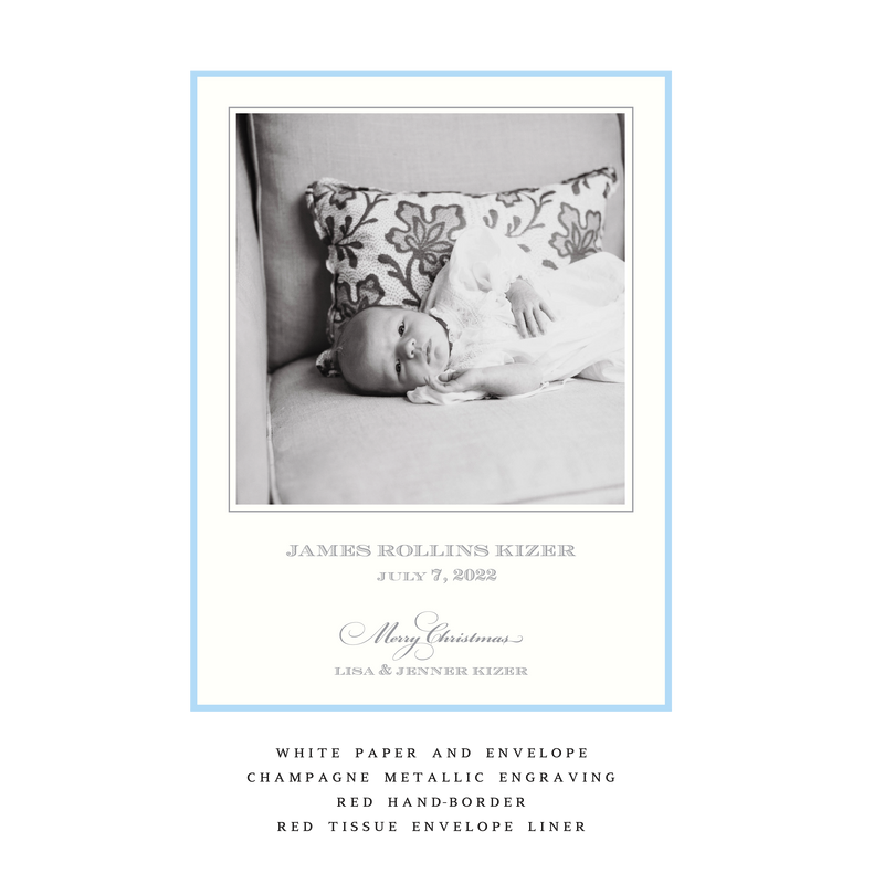 Laurel Medium Luxe Birth Announcement Holiday Card