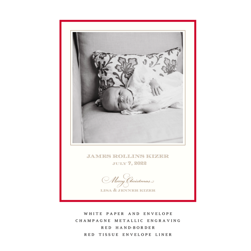 Laurel Medium Luxe Birth Announcement Holiday Card