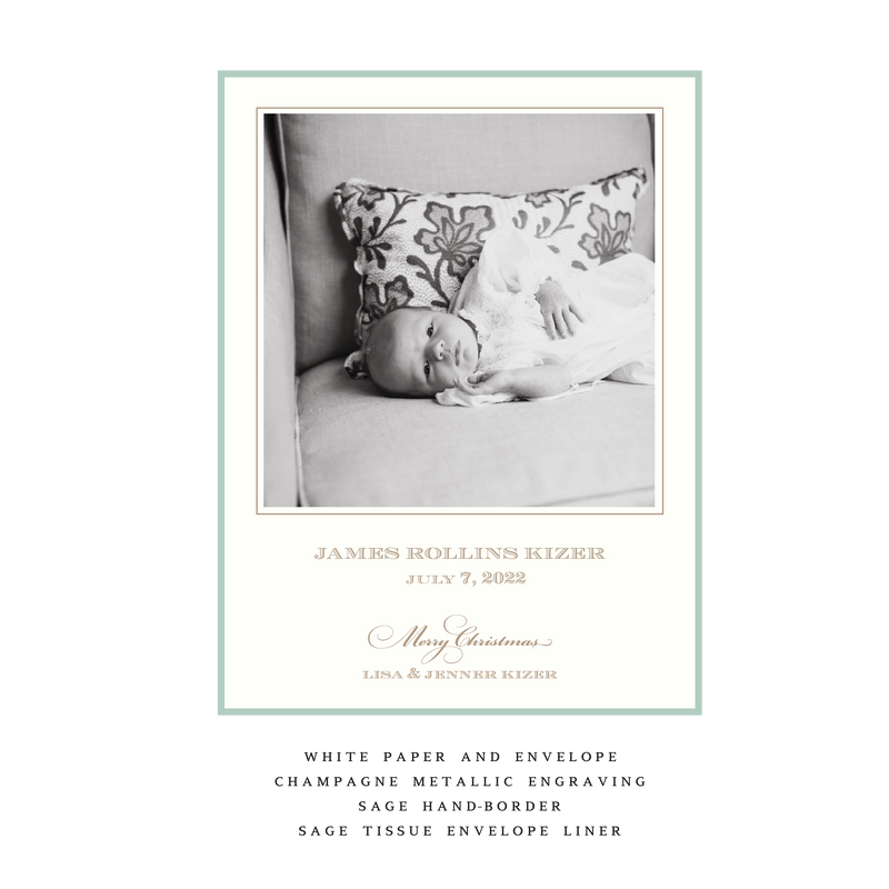 Laurel Medium Luxe Birth Announcement Holiday Card